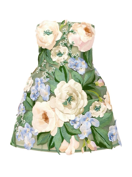 Leo Lin Dresses & Skirts - Leo Lin Roselle Hand-Embroidered Floral Mini Dress